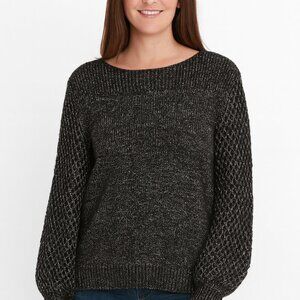 New Tommy Bahama Women’s M Black Shimmer Balloon Sleeve Sweater